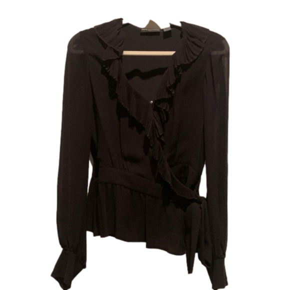 Dana Buchman Wrap Blouse, Black, Size 8 - Picture 1 of 4
